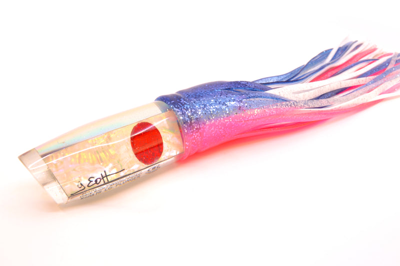 Marlin Magic White Awabi Red Eyes Large Plunger 12" 9oz Skirted Blue-Pink