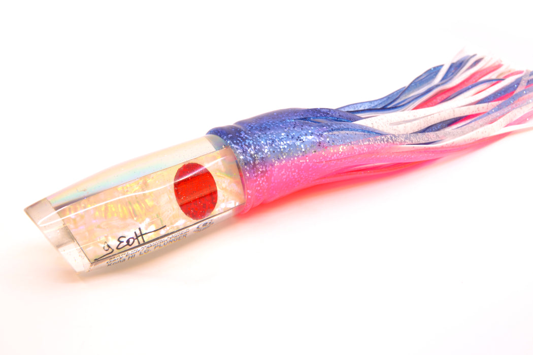 Marlin Magic White Awabi Red Eyes Large Plunger 12" 9oz Skirted Blue-Pink