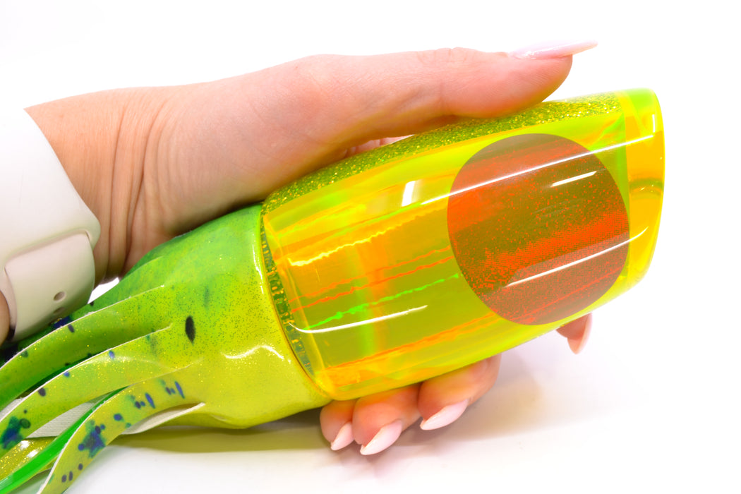 Koya Lures Chartreuse Rainbow Red Eyes Large Poi Dog 16" 14.5oz FT Vinyl Mahi