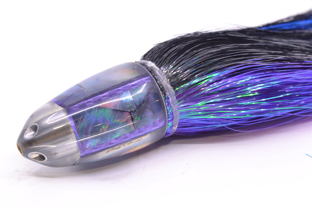 Ali'i Kai Lures Tahitian MOP Purple Rainbow UFO Jet 9"+ 6.5oz Strobez Black-Purple/Blue