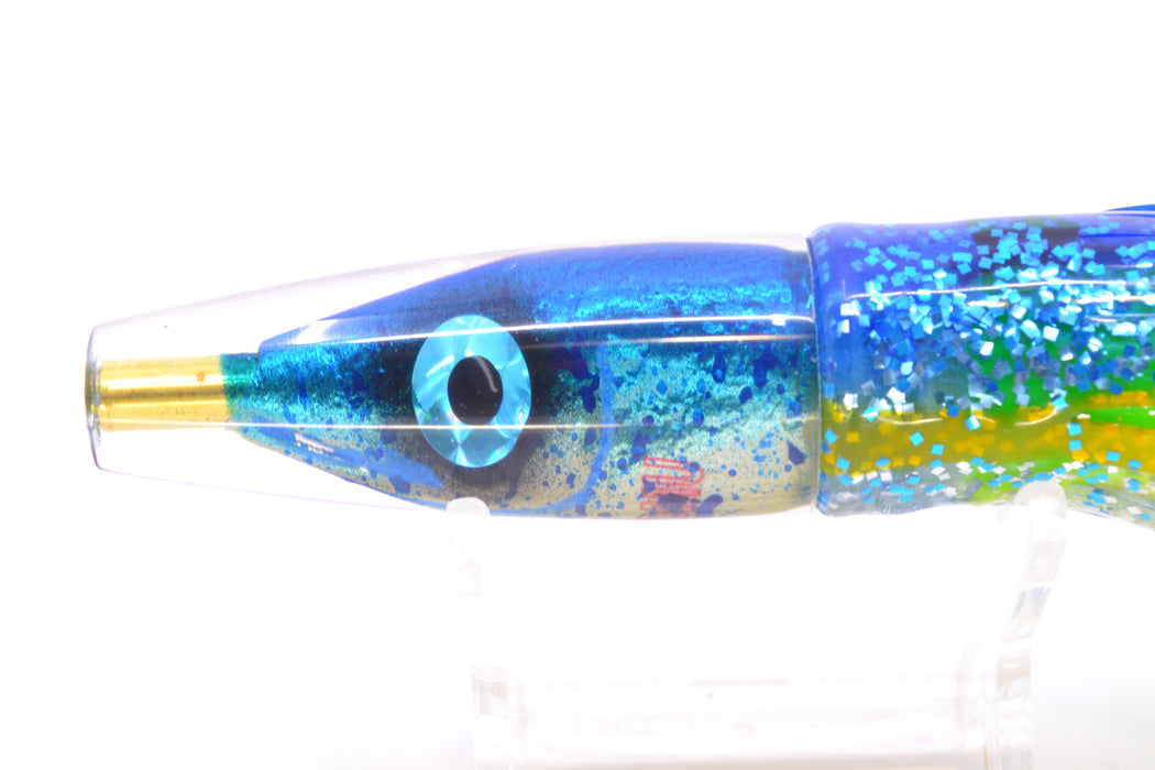 Tsutomu Lures Blue Mahi Fish Head Poke Invert 6" 3.2oz Skirted Blue-Yellow-Silver
