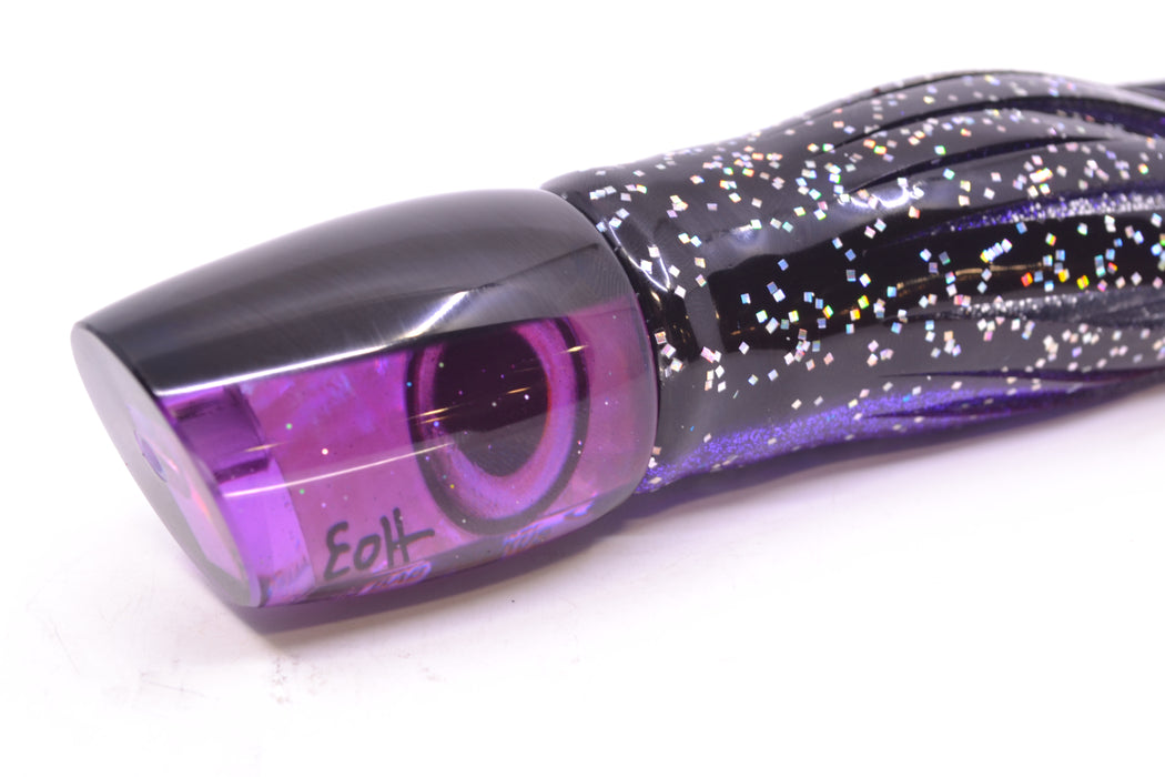 Marlin Magic Lures Purple Awabi Black Back Taxi Eyes Baby Ruckus 10" 6.5oz Skirted Black-Purple