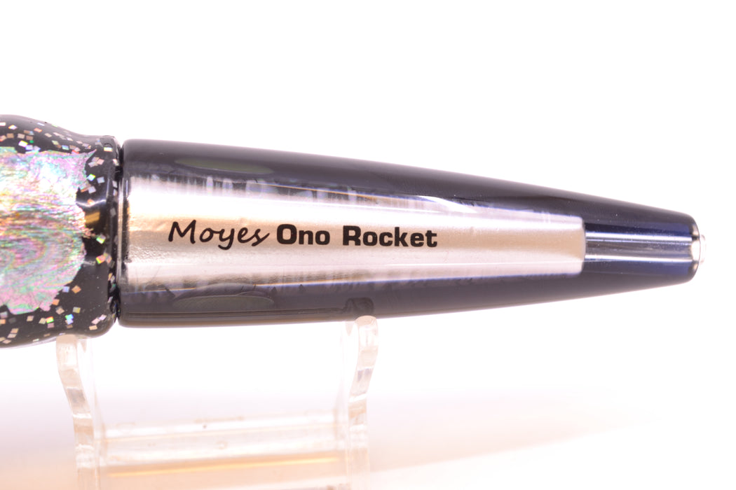 Moyes Lures Black Mackerel Taxi Eyes Ono Rocket 9" 8oz Skirted Black Aurora/Blue-Green