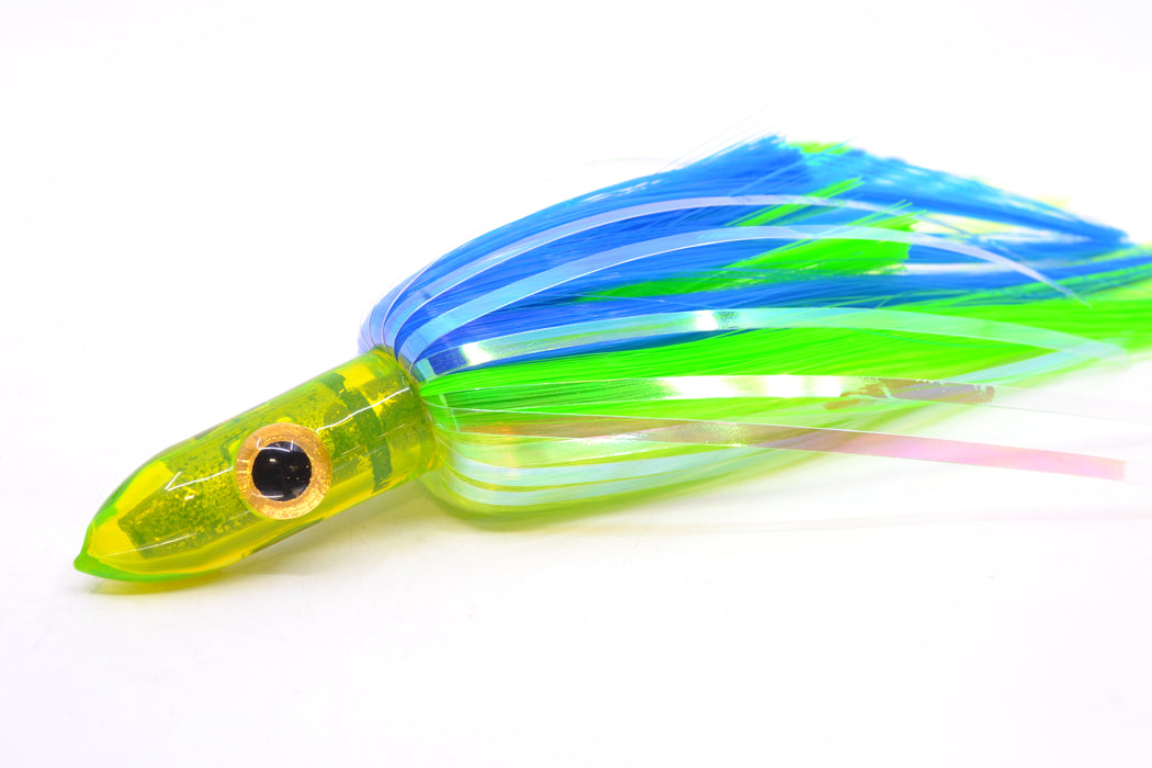 Iland Lures Blue-Chartreuse Flash Hair Chrome Head "Hawaiian Eye" Ilander 8.5" 2.5oz IL406F-EBL/EGR/CH