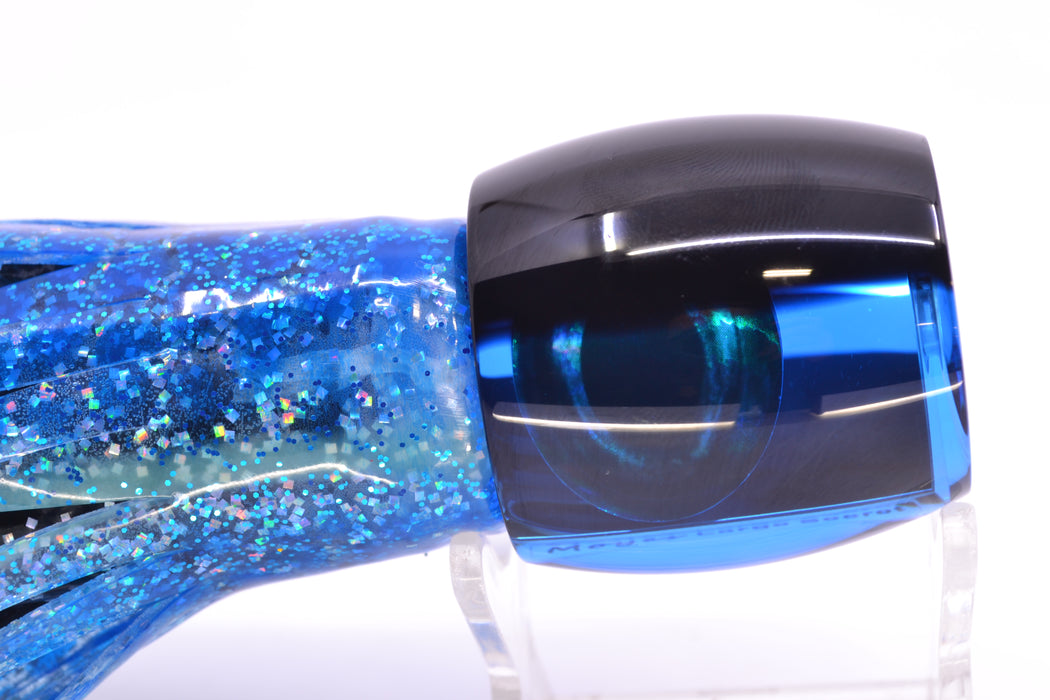 Moyes Lures Blue Mirrored Black Back Large Secret 12" 6.5oz Skirted Blue Dots/Black GZE