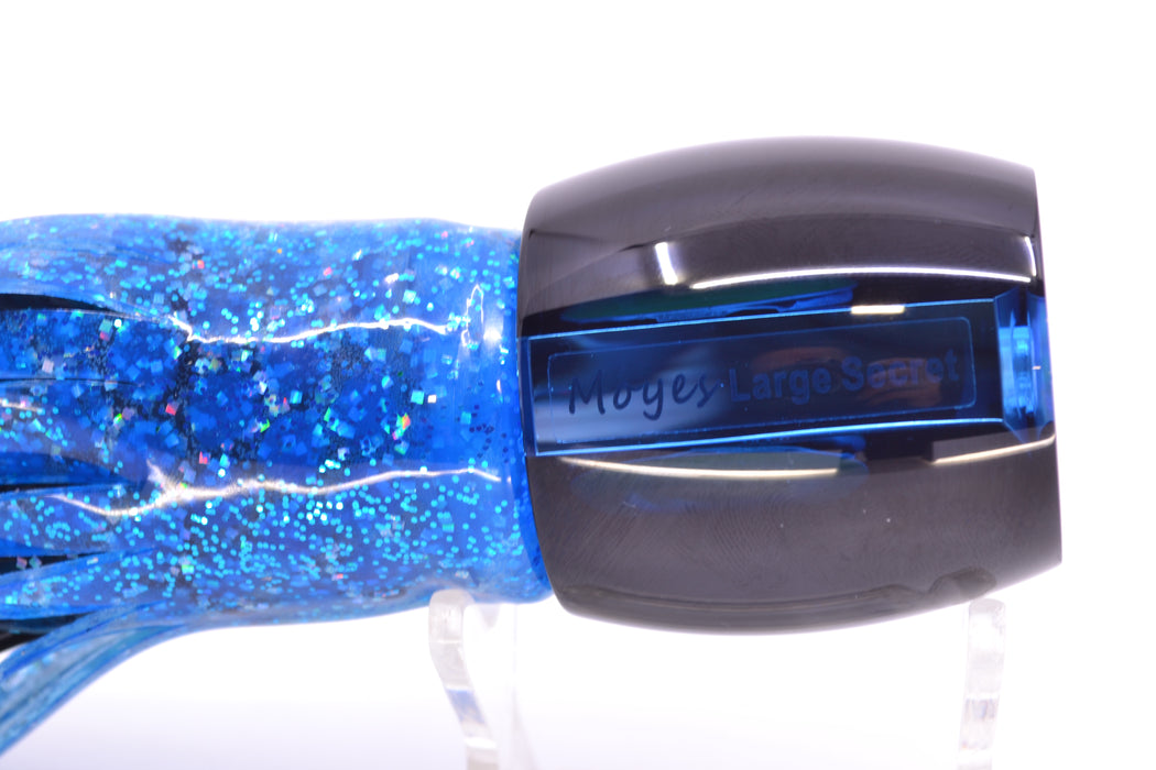 Moyes Lures Blue Mirrored Black Back Large Secret 12" 6.5oz Skirted Blue Dots/Black GZE