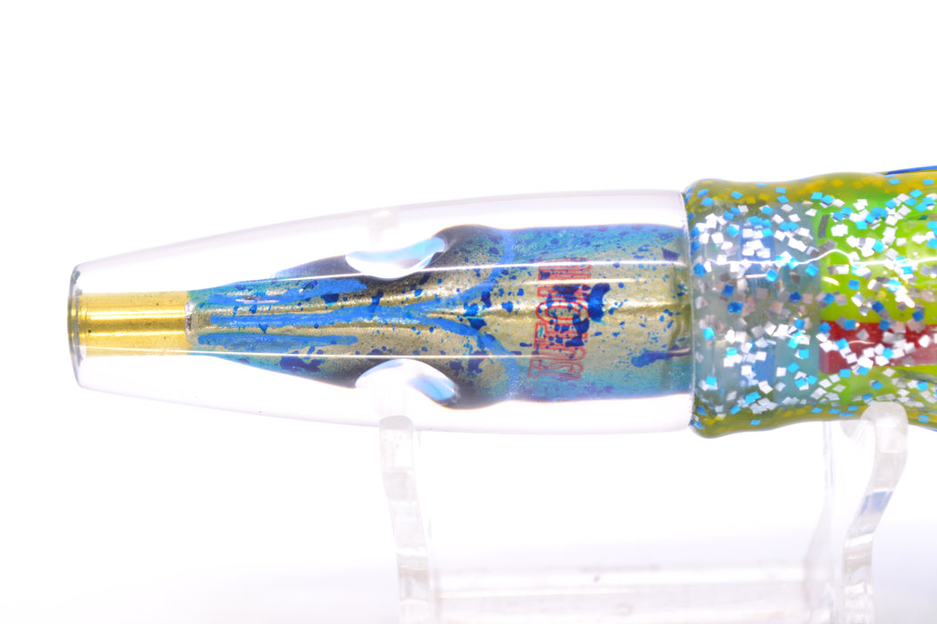 Tsutomu Lures Blue Mahi Fish Head Poke Invert 6" 3.2oz Skirted Blue-Yellow-Silver