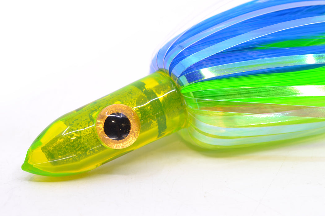 Iland Lures Blue-Chartreuse Flash Hair Chrome Head "Hawaiian Eye" Ilander 8.5" 2.5oz IL406F-EBL/EGR/CH