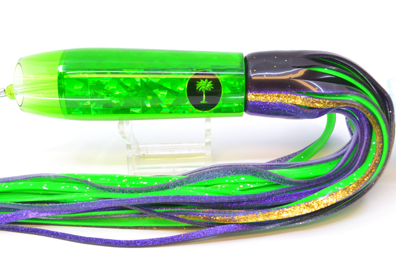 Palmetto Lures Green Rainbow Flake Mayhem 12" 15oz Skirted Black-Gold-Purple/Green