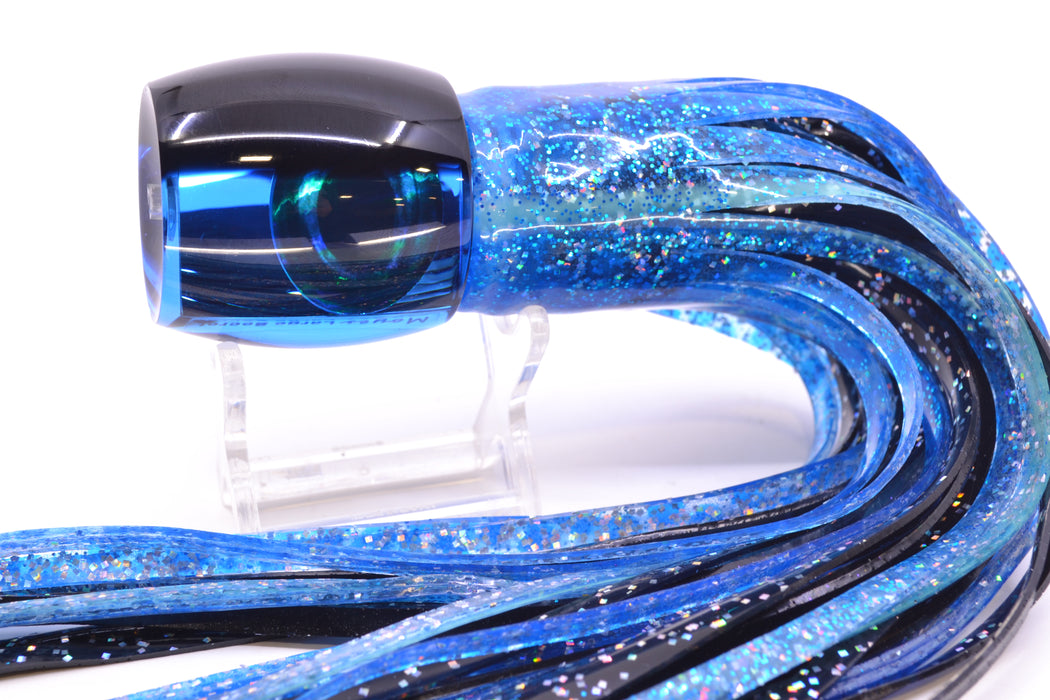 Moyes Lures Blue Mirrored Black Back Large Secret 12" 6.5oz Skirted Blue Dots/Black GZE