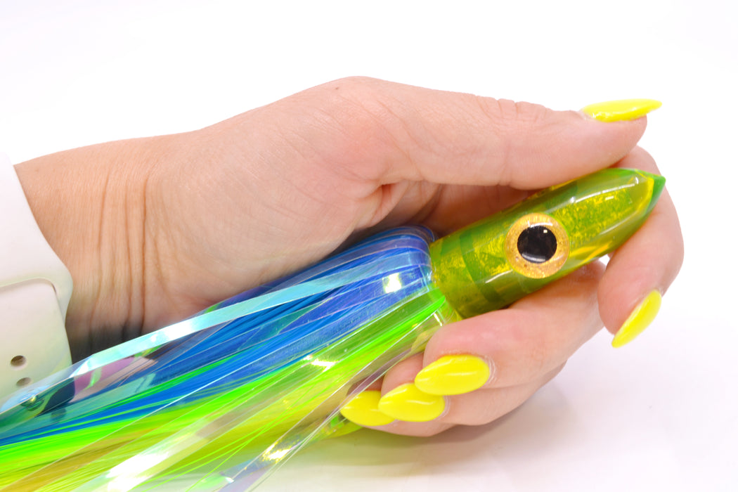Iland Lures Blue-Chartreuse Flash Hair Chrome Head "Hawaiian Eye" Ilander 8.5" 2.5oz IL406F-EBL/EGR/CH