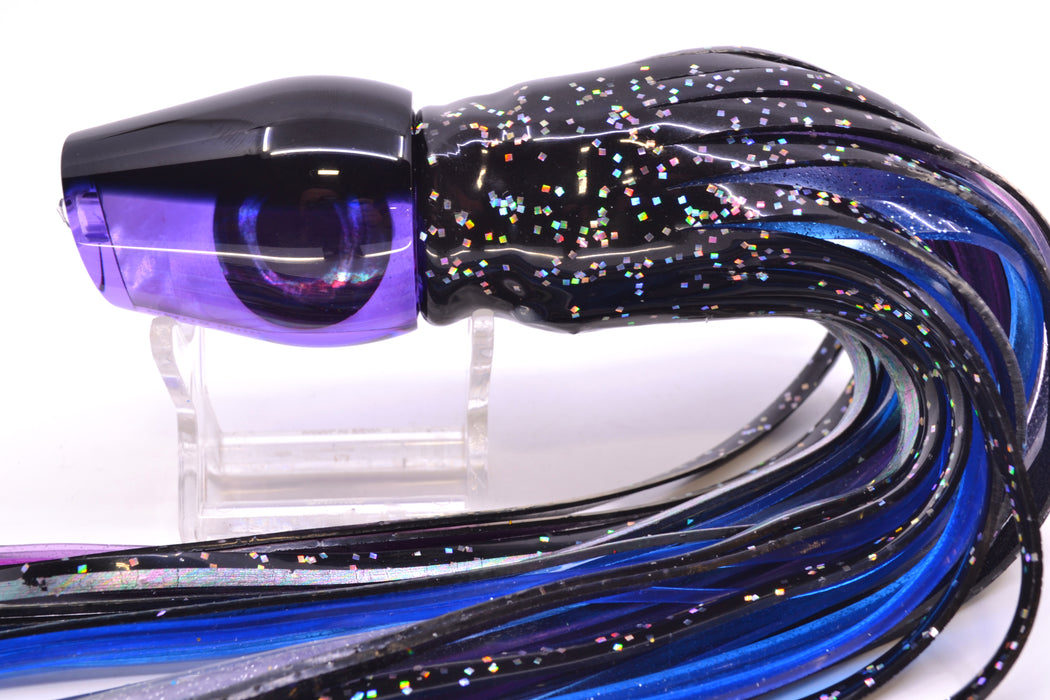 Moyes Lures Purple MOP Black Back Taxi Eyes Medium Sumo 12" 6.8oz Skirted Black Aurora