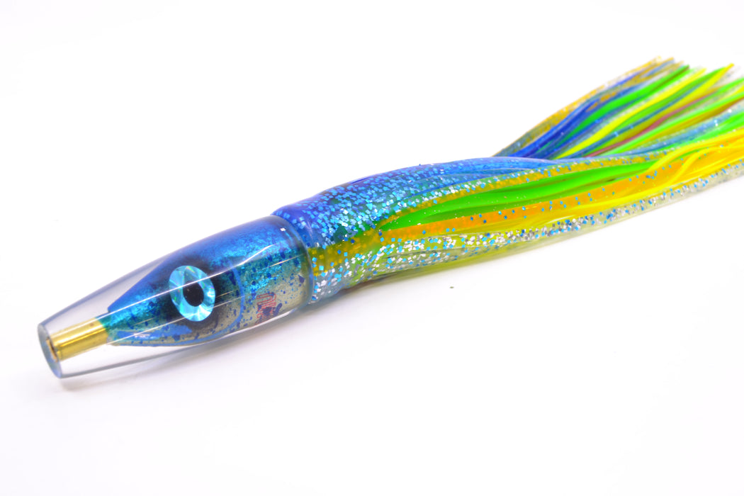 Tsutomu Lures Blue Mahi Fish Head Poke Invert 6" 3.2oz Skirted Blue-Yellow-Silver