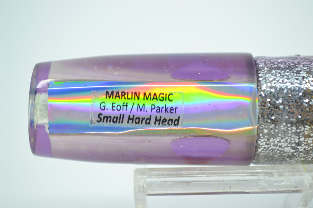 Marlin Magic White Awabi Shell Purple Back Red Eyes Small Hard Head 9" 3.3oz Skirted #2