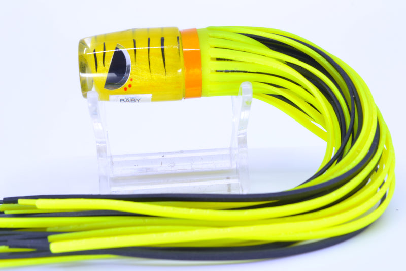 Amaral Lures Yellow Pearl Black Stripes Evil Eyes Baby Jararaca 5" 1.4oz Yellow *CHIPPED*