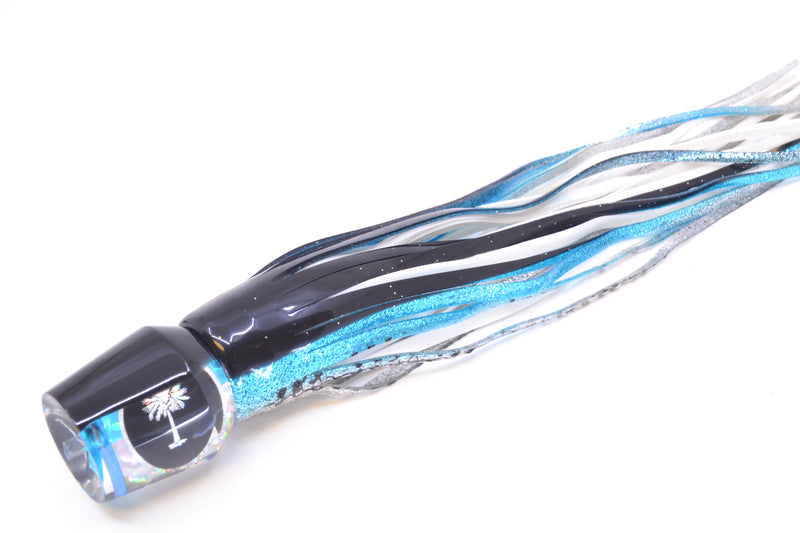 Palmetto Lures Ice Blue-Silver Rainbow Flake Black Back Mischief 10" 6oz Skirted