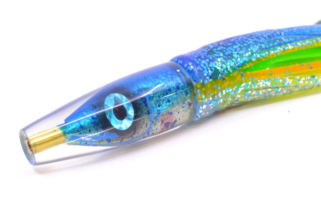 Tsutomu Lures Blue Mahi Fish Head Poke Invert 6" 3.2oz Skirted Blue-Yellow-Silver