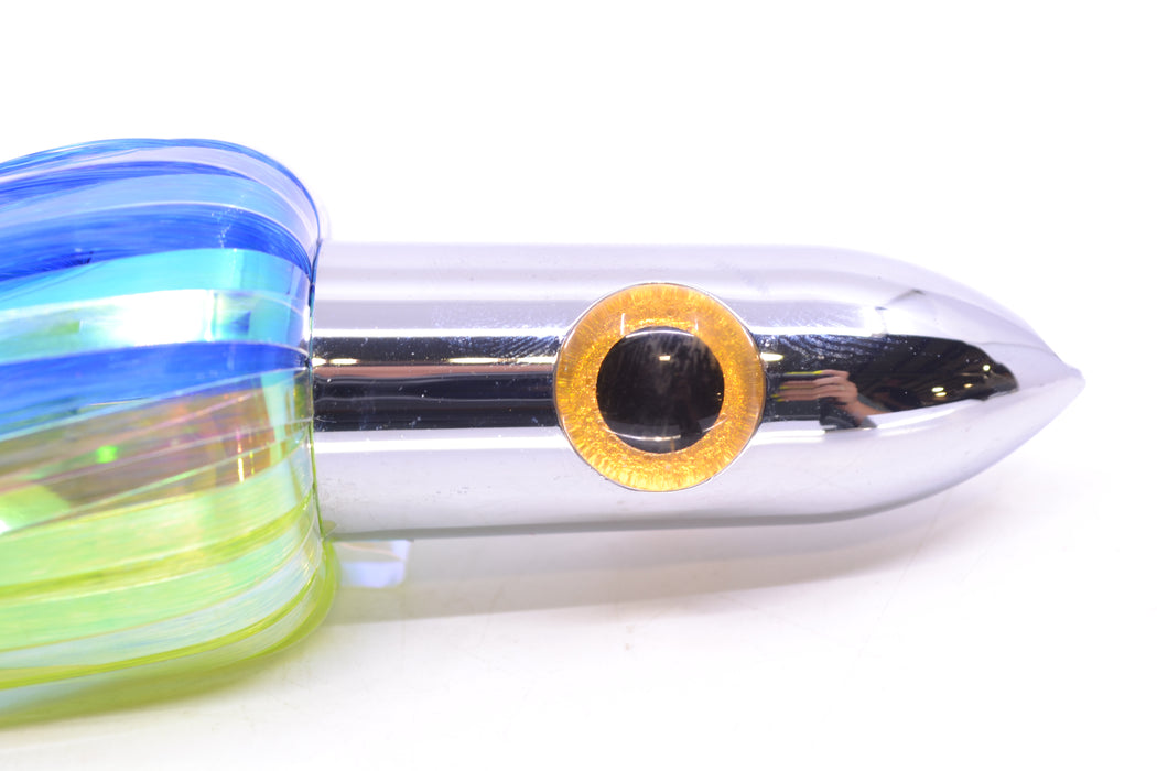 Iland Lures Blue-Chartreuse Flash Hair Chrome Head "Hawaiian Eye" Ilander 8.5" 2.5oz IL400F-BL/CH