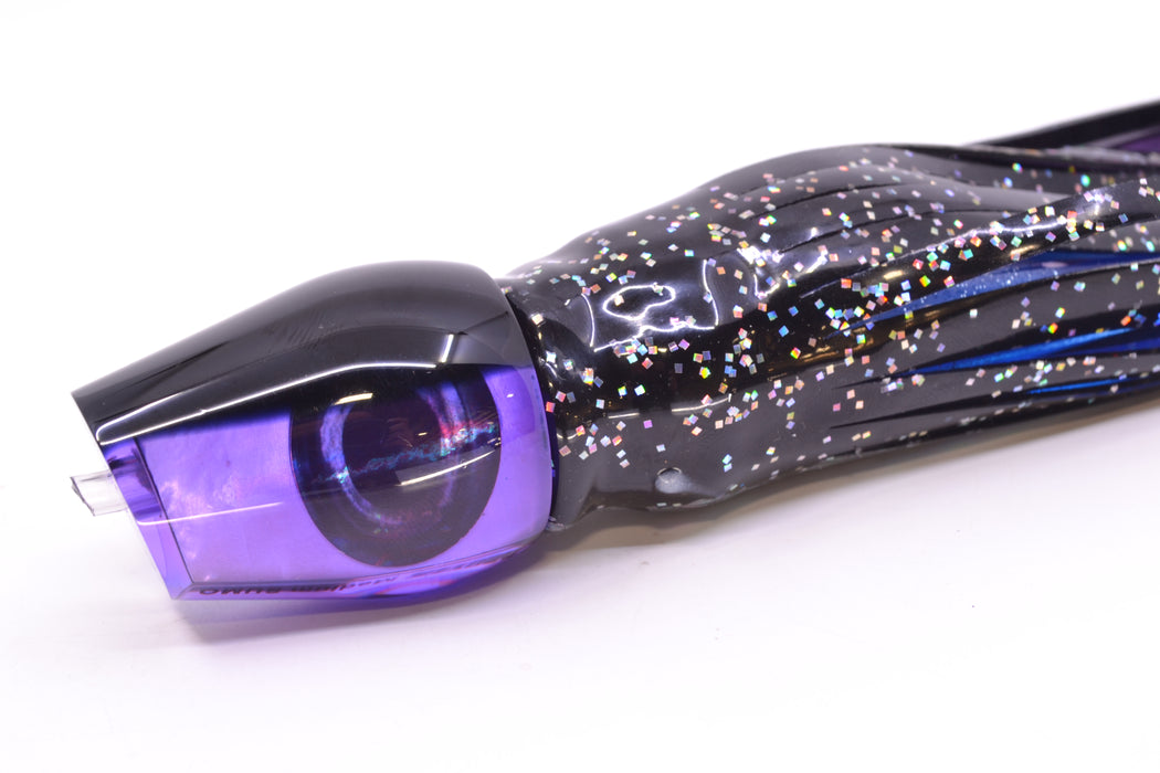 Moyes Lures Purple MOP Black Back Taxi Eyes Medium Sumo 12" 6.8oz Skirted Black Aurora
