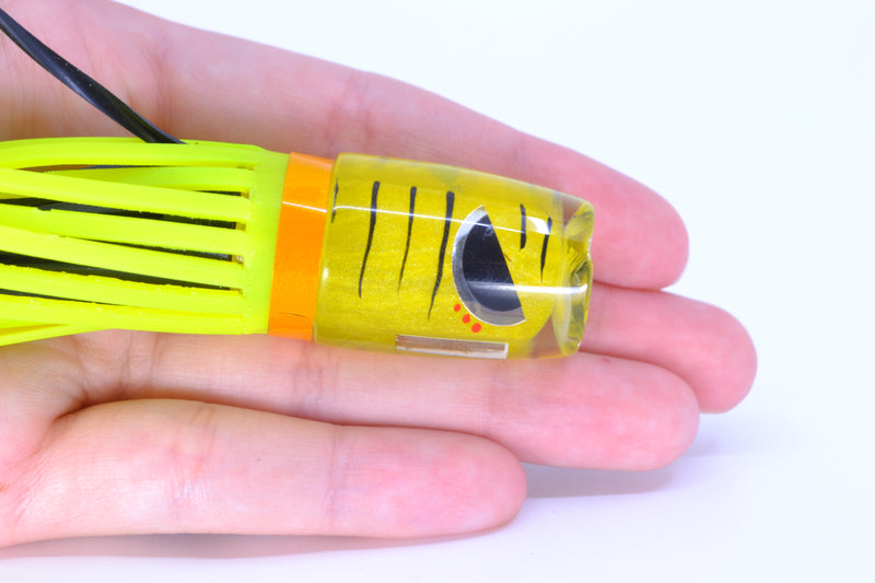 Amaral Lures Yellow Pearl Black Stripes Evil Eyes Baby Jararaca 5" 1.4oz Yellow *CHIPPED*