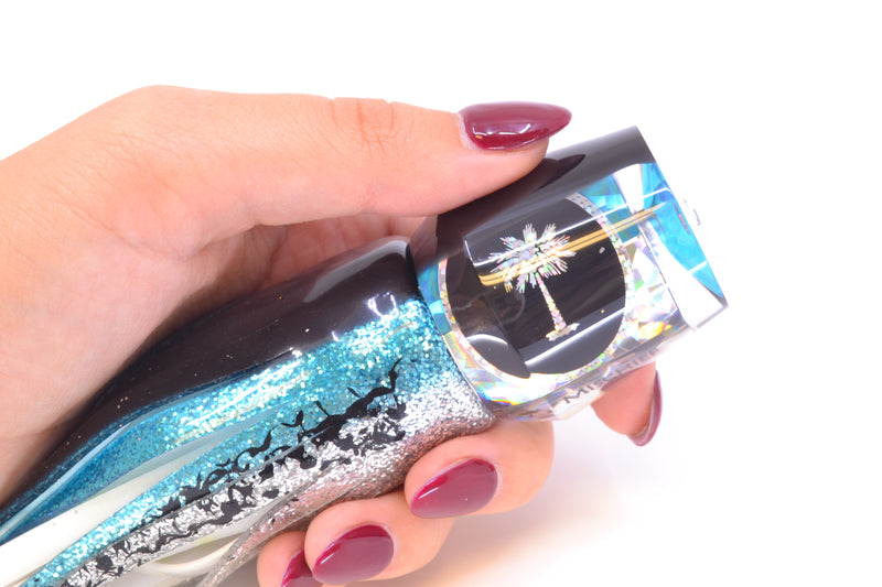 Palmetto Lures Ice Blue-Silver Rainbow Flake Black Back Mischief 10" 6oz Skirted