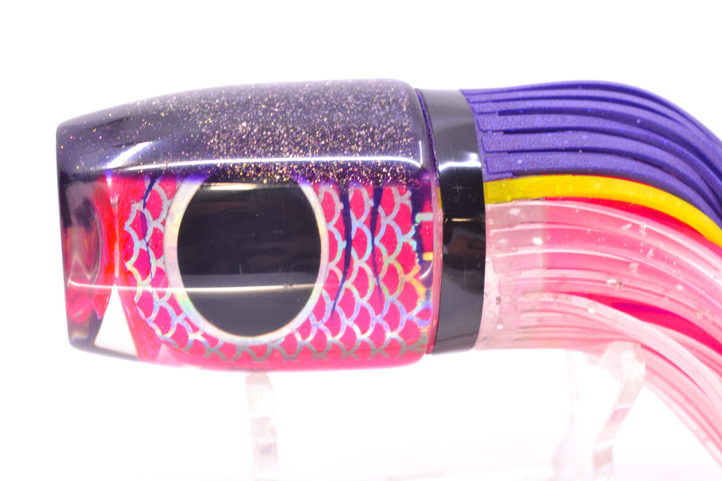 Amaral Lures Pink Pearl Rainbow Scale Purple Stripes Purple Back Jararaca 12" 4oz
