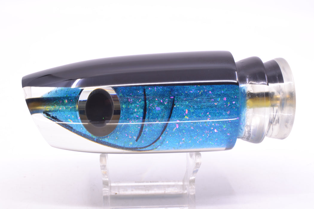 Joe Yee by KEGZ-Niiyama Collab Blue Rainbow Flake Fish Head Black Back Super Plunger 14" 7.2oz