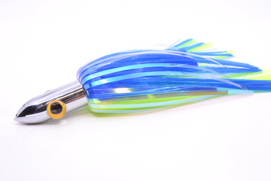 Iland Lures Blue-Chartreuse Flash Hair Chrome Head "Hawaiian Eye" Ilander 8.5" 2.5oz IL400F-BL/CH