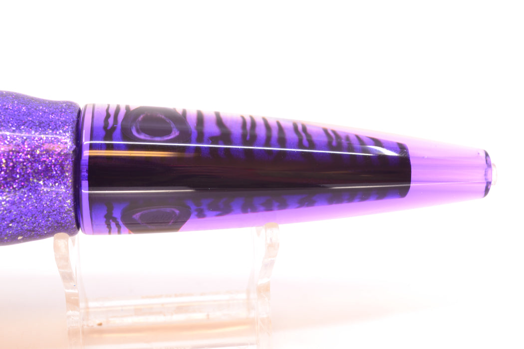 Moyes Lures Purple Mackerel Taxi Eyes Ono Rocket 9" 8oz Skirted Purple-Silver/Rainbow