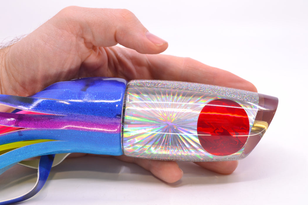 Koya Lures Silver Starburst Red Eyes Medium Poi Dog 14" 10oz Fire Tailz Vinyl Blue Dream