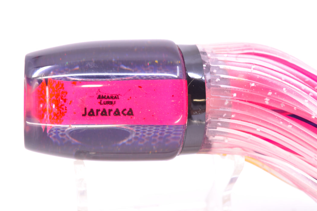 Amaral Lures Pink Pearl Rainbow Scale Purple Stripes Purple Back Jararaca 12" 4oz