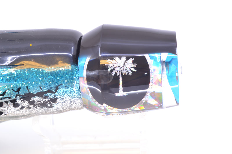 Palmetto Lures Ice Blue-Silver Rainbow Flake Black Back Mischief 10" 6oz Skirted