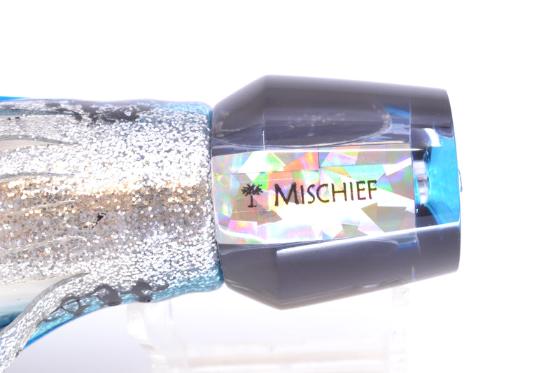 Palmetto Lures Ice Blue-Silver Rainbow Flake Black Back Mischief 10" 6oz Skirted