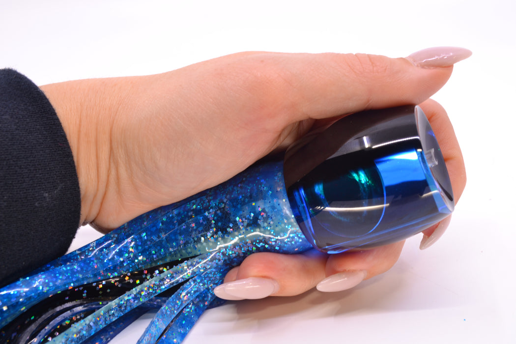 Moyes Lures Blue Mirrored Black Back Large Secret 12" 6.5oz Skirted Blue Dots/Black GZE