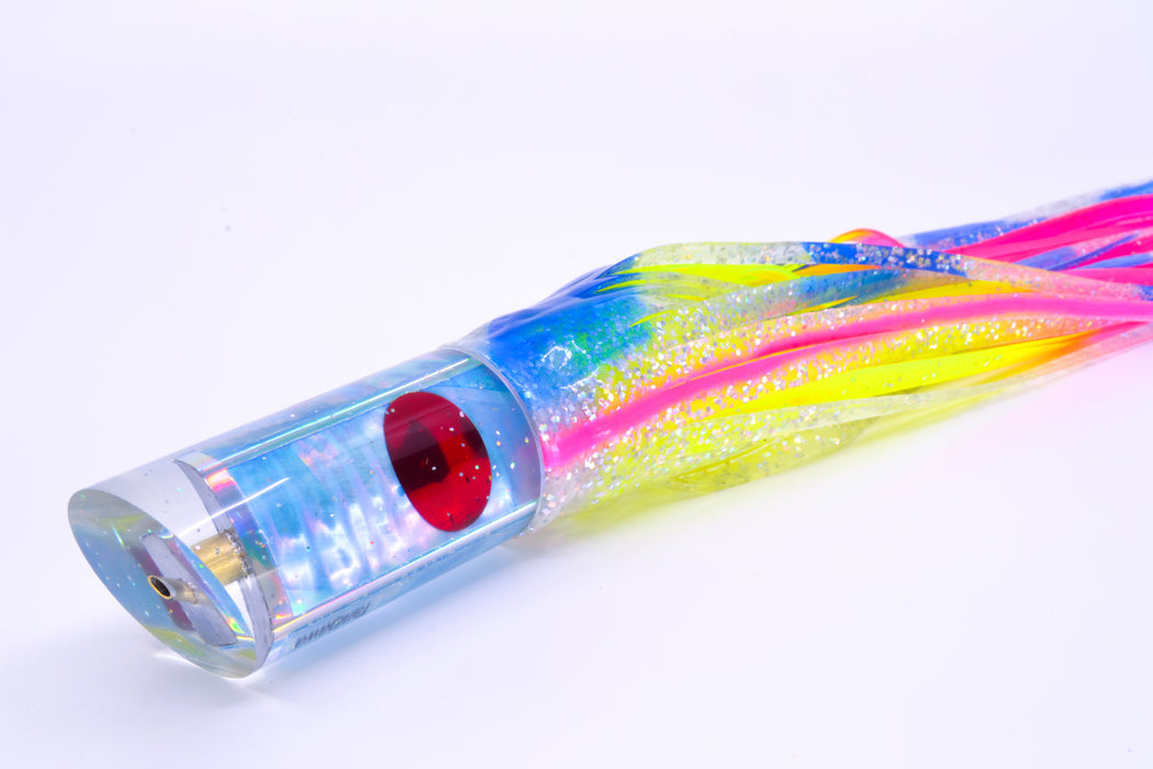 Tanigawa Lures Ice Blue Awabi Red Eyes 9" Tube 7.5oz Skirted Holo-Blue Bars/Rainbow