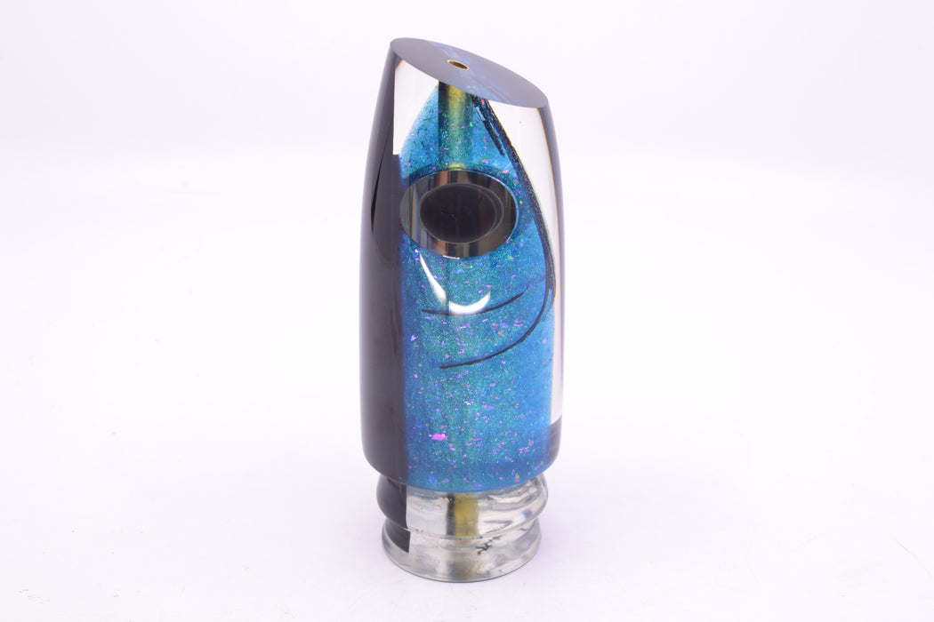 Joe Yee by KEGZ-Niiyama Collab Blue Rainbow Flake Fish Head Black Back Super Plunger 14" 7.2oz
