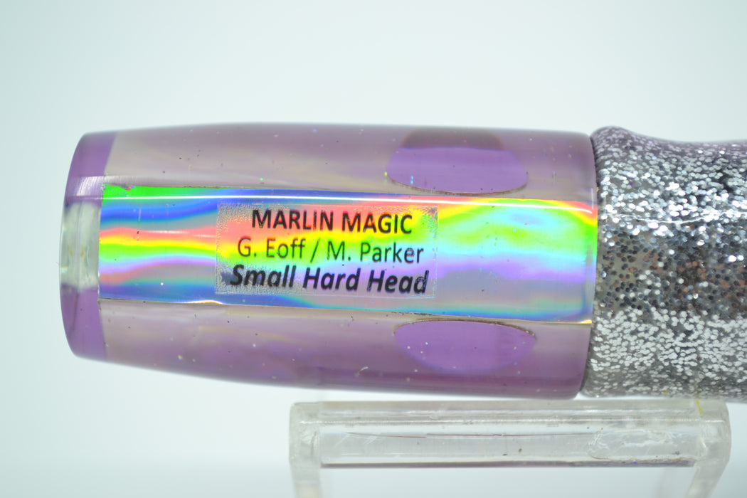 Marlin Magic White Awabi Shell Purple Back Red Eyes Small Hard Head 9" 3.3oz Skirted #1