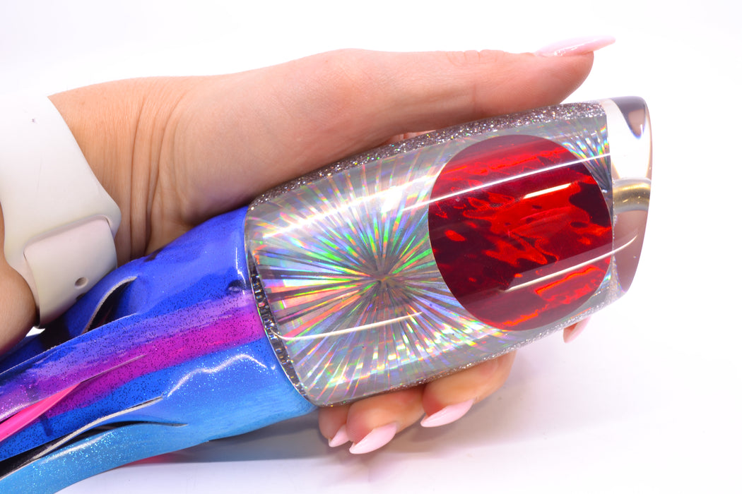 Koya Lures Silver Rainbow Starburst Red Eyes Large Poi Dog 16" 14.5oz FT Vinyl Blue Dream