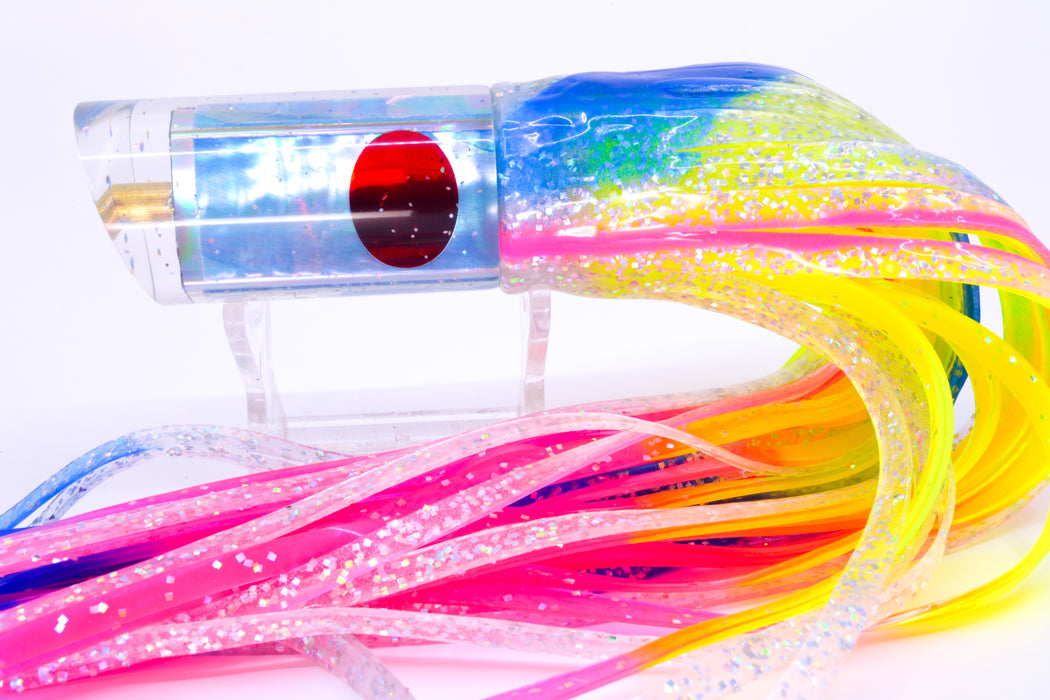 Tanigawa Lures Ice Blue Awabi Red Eyes 9" Tube 7.5oz Skirted Holo-Blue Bars/Rainbow