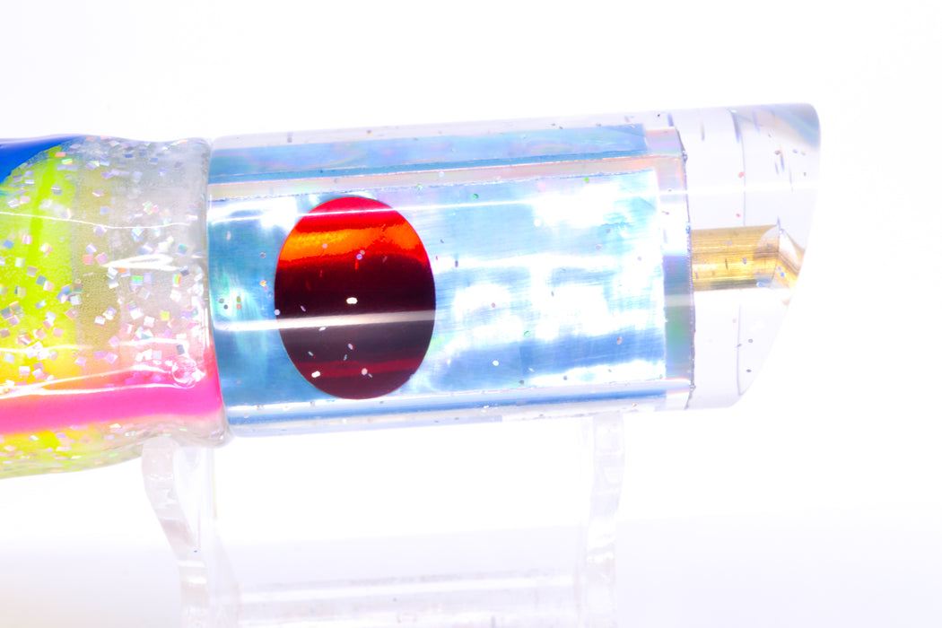 Tanigawa Lures Ice Blue Awabi Red Eyes 9" Tube 7.5oz Skirted Holo-Blue Bars/Rainbow