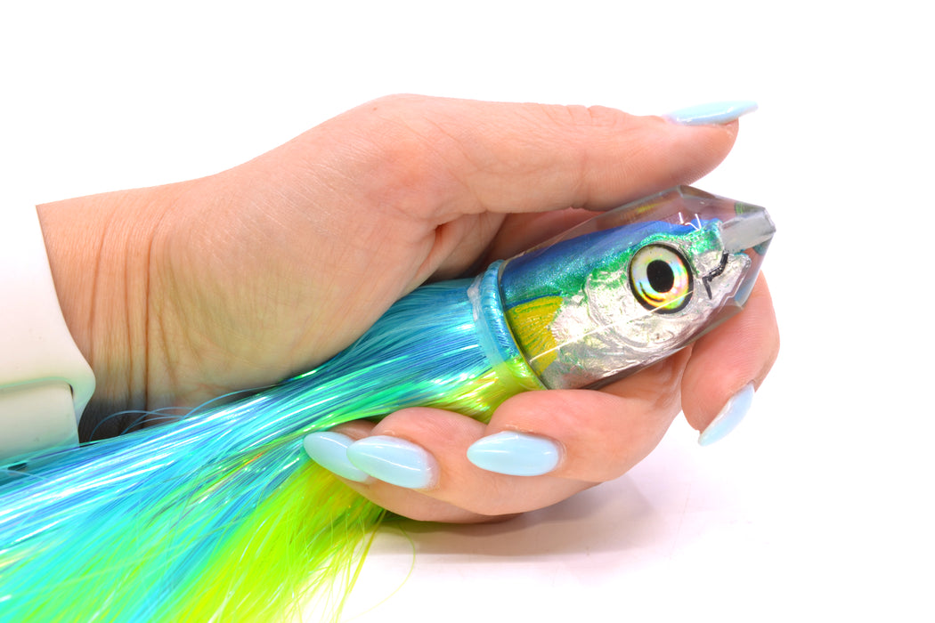 Aloha Lures Ice Blue-Green Back Yellow Fins Kagi Malolo 9" 4oz Strobez Ice Blue-Green
