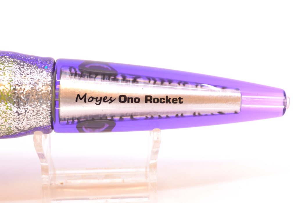 Moyes Lures Purple Mackerel Taxi Eyes Ono Rocket 9" 8oz Skirted Purple-Silver/Rainbow