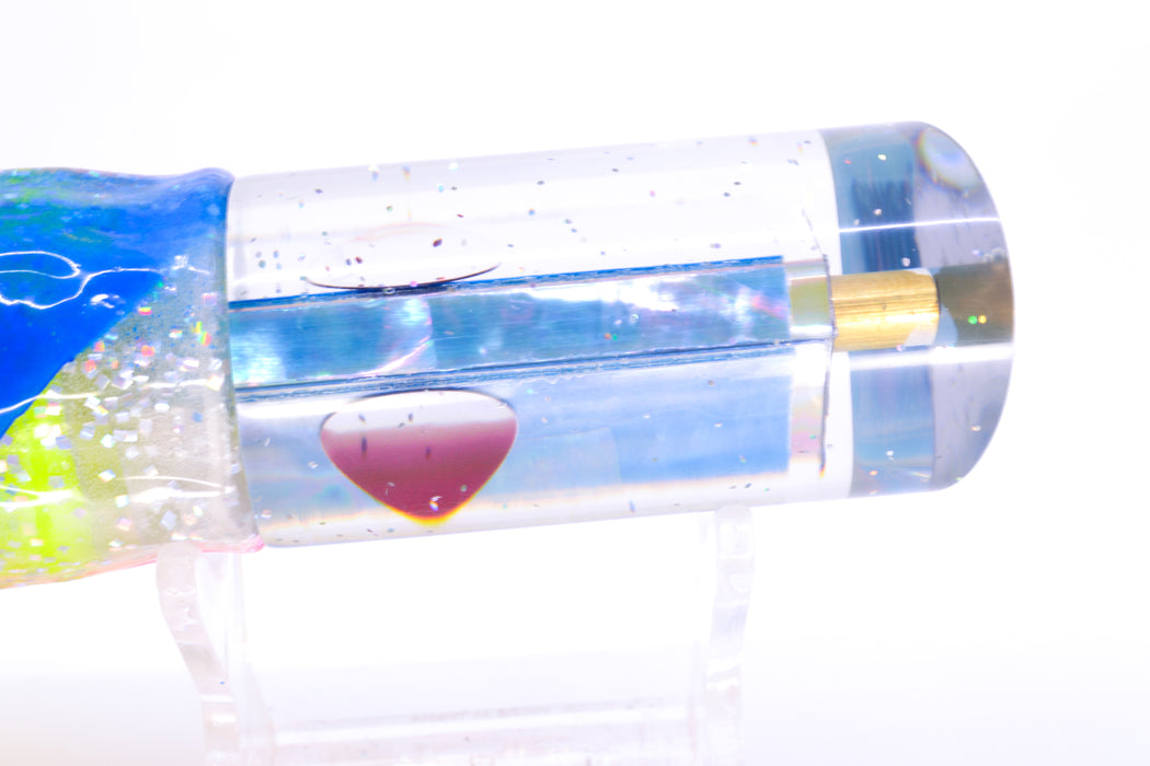 Tanigawa Lures Ice Blue Awabi Red Eyes 9" Tube 7.5oz Skirted Holo-Blue Bars/Rainbow