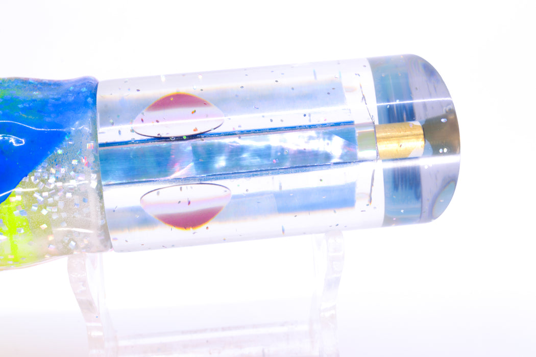 Tanigawa Lures Ice Blue Awabi Red Eyes 9" Tube 7.5oz Skirted Holo-Blue Bars/Rainbow