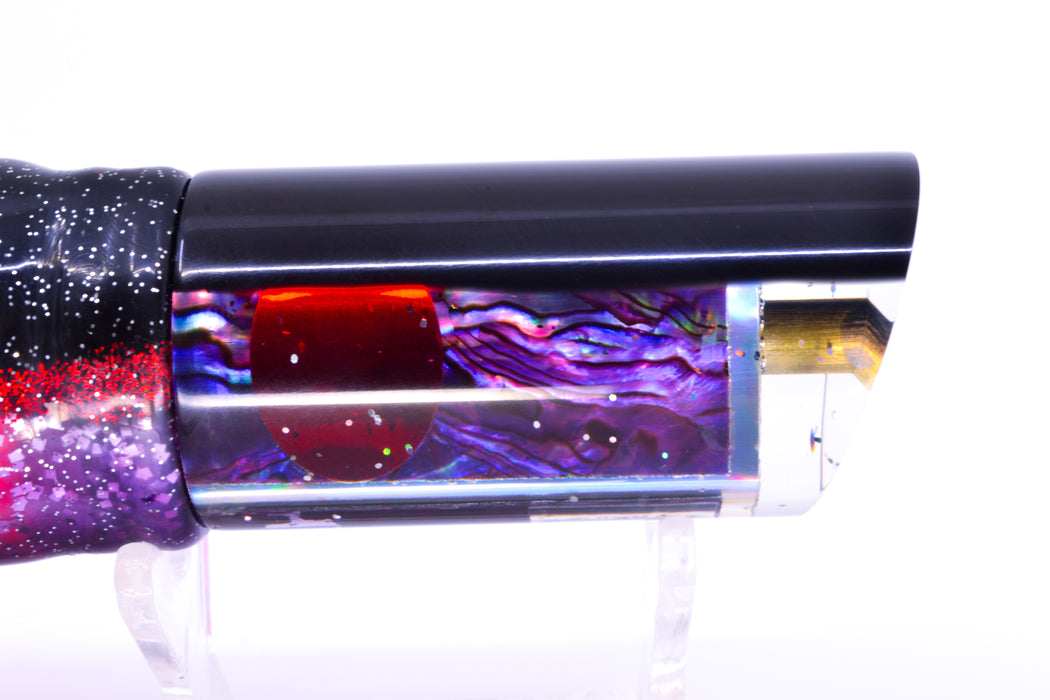 Tanigawa Lures Purple Paua Black Back Red Eyes 9" Tube 7.5oz Skirted Black-Red-Purple