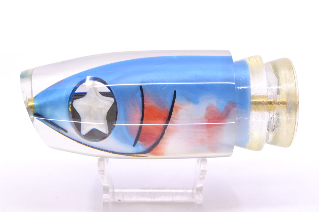 Joe Yee by KEGZ-Niiyama Collab Blue-Red-White Marbled Fish Head #1 Super Plunger 14" 7.2oz