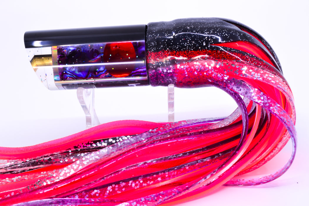 Tanigawa Lures Purple Paua Black Back Red Eyes 9" Tube 7.5oz Skirted Black-Red-Purple