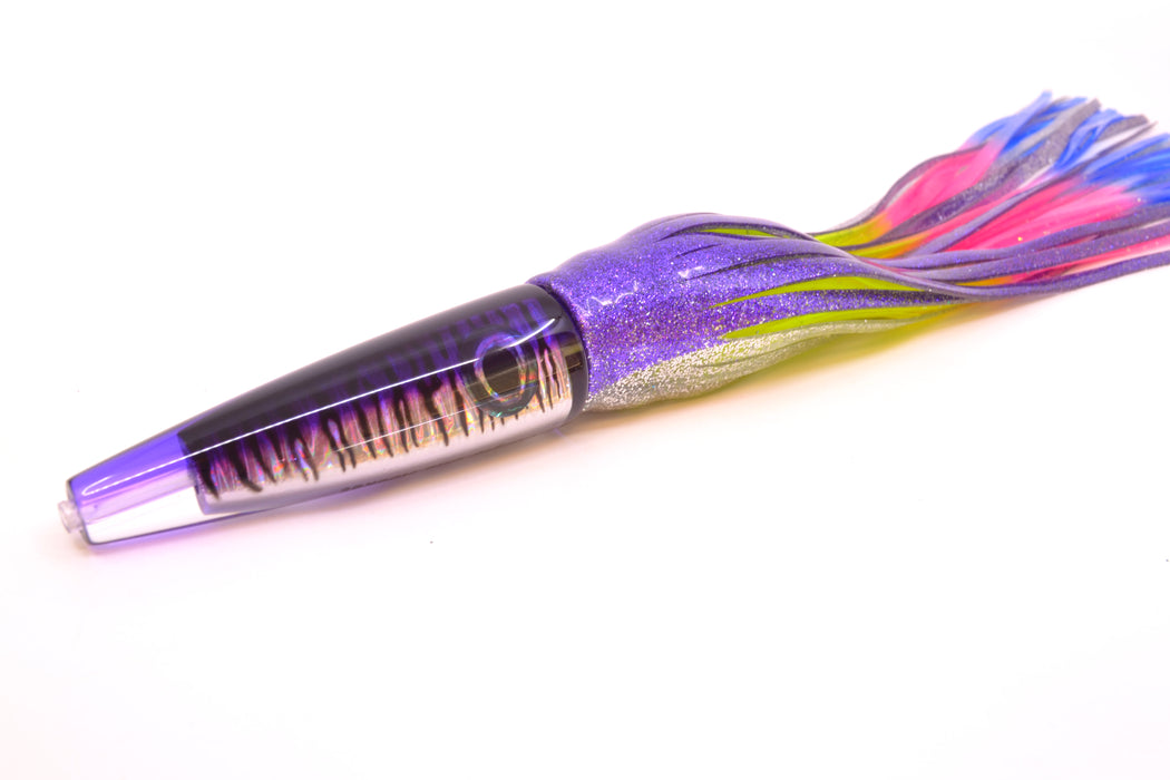 Moyes Lures Purple Mackerel Taxi Eyes Ono Rocket 9" 8oz Skirted Purple-Silver/Rainbow