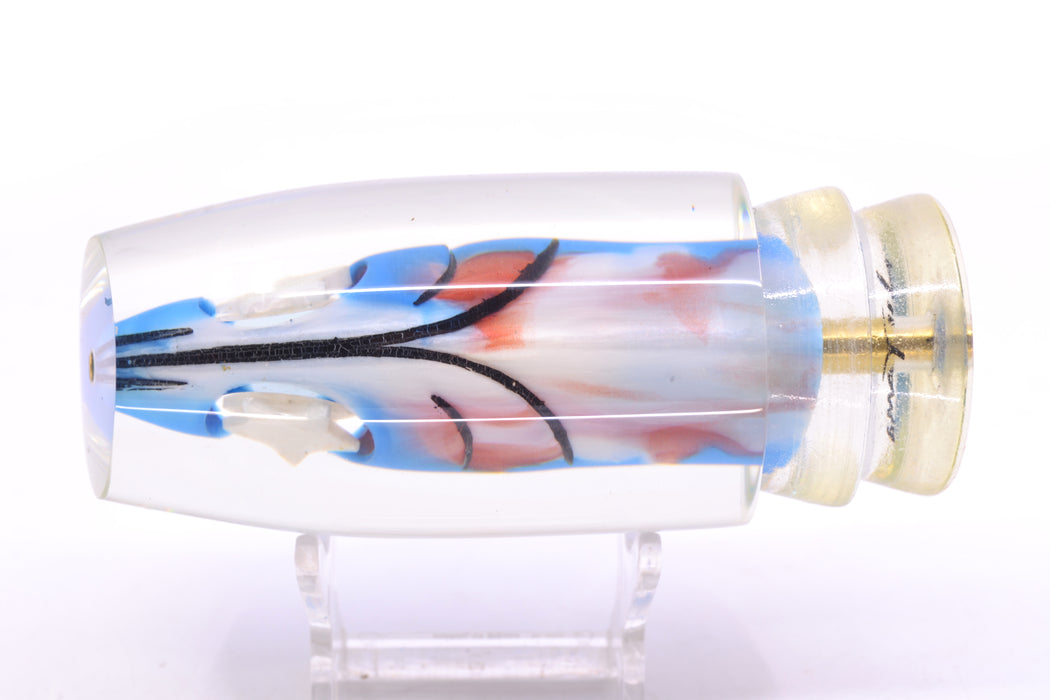 Joe Yee by KEGZ-Niiyama Collab Blue-Red-White Marbled Fish Head #1 Super Plunger 14" 7.2oz
