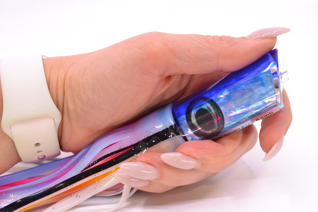 Moyes Lures Ice Blue Awabi Blue Back Taxi Eyes Small Pipe Bomb 9" 4oz Skirted Gay Bob